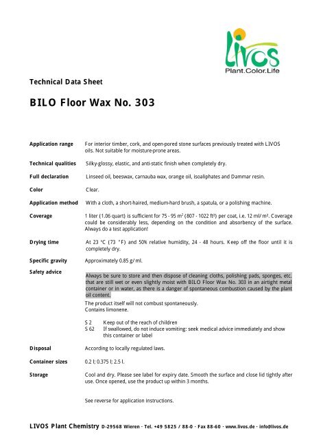 Bilo Floor Wax No 303