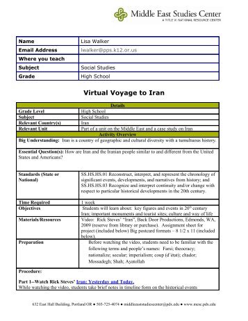 Download this lesson plan with activities - Middle East Studies Center