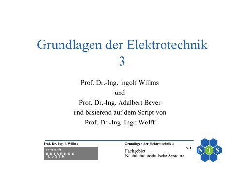 Grundlagen der Elektrotechnik 3 - Nachrichtentechnische Systeme ...