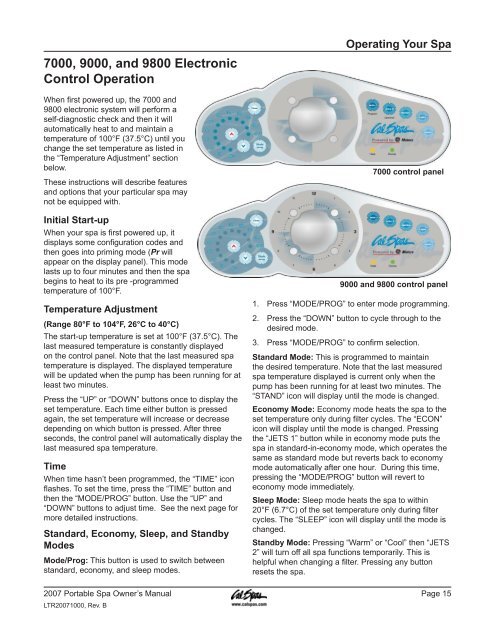 LTR20071000, Rev. B 5/30/07 - Cal Spas