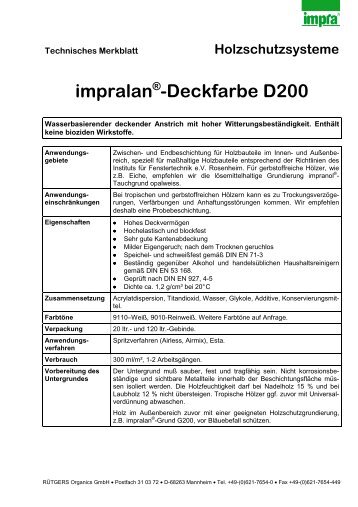 Holzschutzsysteme impralan Â® -Deckfarbe D200 - pyroplast