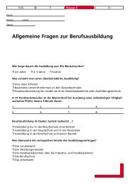 Allgemeine Fragen zur Berufsausbildung - Schule und Beruf