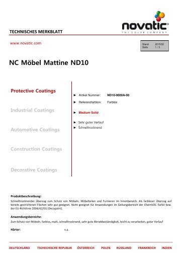 novatic NC MÃ¶bel Mattine ND10 - bauchemie24