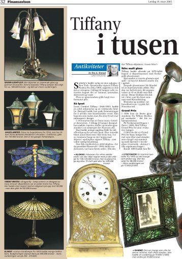 "Tiffany til Tusen", Finansavisen Lørdag 19. mars ... - Loftet Antikviteter