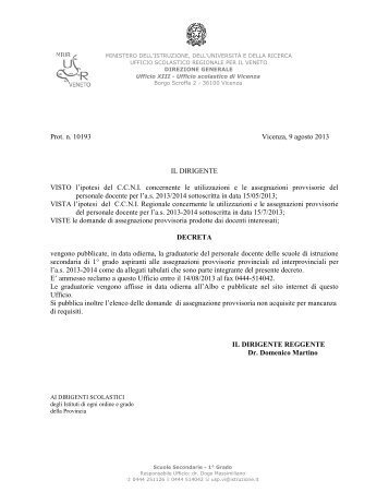 Dispositivo di pubblicazione e graduatorie provvisorie del personale ...