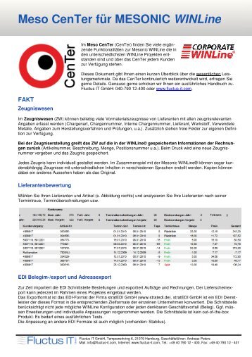 Meso CenTer für WINLine - Fluctus IT GmbH