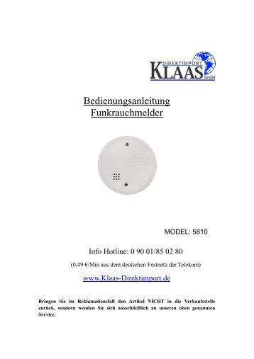 The Instruction of Smoke Fire Alarming Detector KD-101A - KLAAS ...