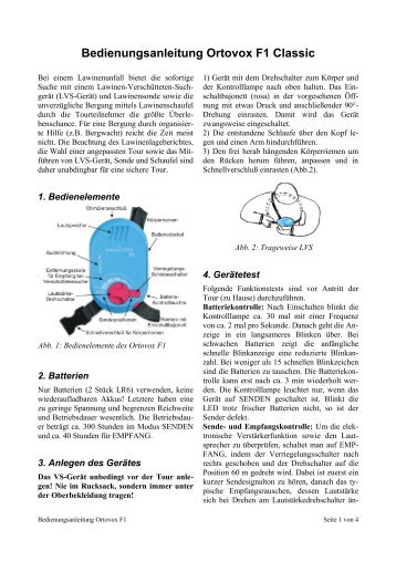 Bedienungsanleitung Ortovox F1 Classic