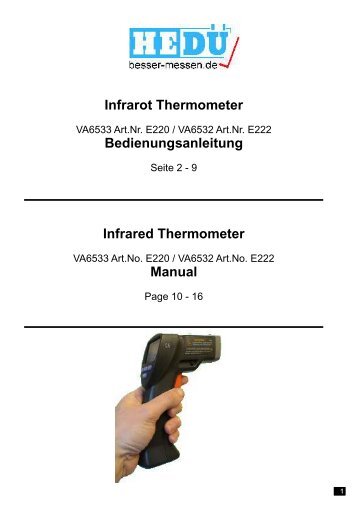 Infrared Thermometer Manual Infrarot Thermometer ...