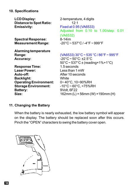 Infrared Thermometer Manual Infrarot Thermometer ...