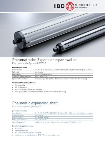 Pneumatische Expansionsspannwellen Pneumatic expanding shaft