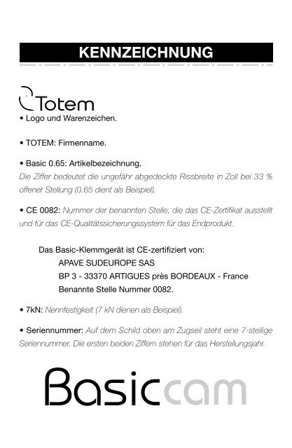 Basic Cam Bedienungsanleitung (109 kb . pdf) - Totem Cams