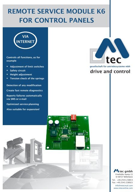 REMOTE SERVICE MODULE K6 FOR CONTROL PANELS - Mtec