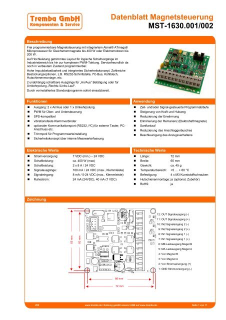 Datenblatt Magnetsteuerung MST-1630.001/002 - Tremba GmbH