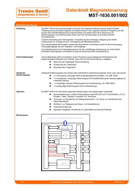 Datenblatt Magnetsteuerung MST-1630.001/002 - Tremba GmbH