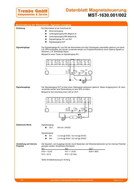 Datenblatt Magnetsteuerung MST-1630.001/002 - Tremba GmbH