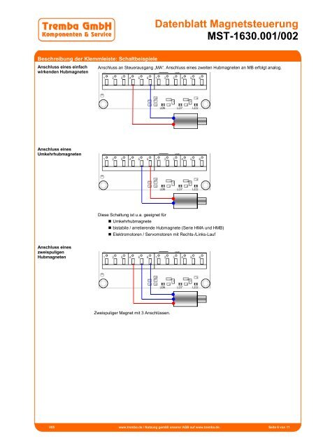 Datenblatt Magnetsteuerung MST-1630.001/002 - Tremba GmbH