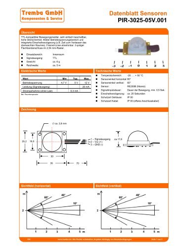 Datenblatt Sensoren PIR-3025-05V.001 Tremba GmbH