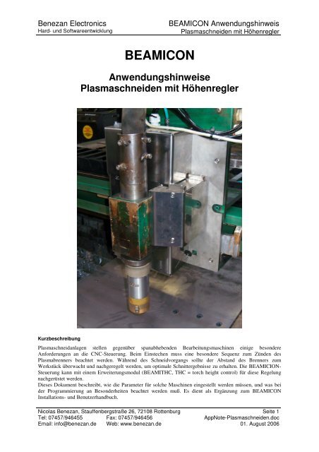 Plasma Application Note - Benezan Electronics