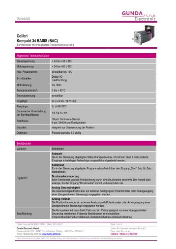 Datenblatt - GUNDA Electronic GmbH