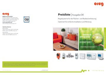 Preisliste| Ausgabe DE - Oreg