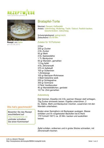 Bratapfel-Torte - Rezeptwiese