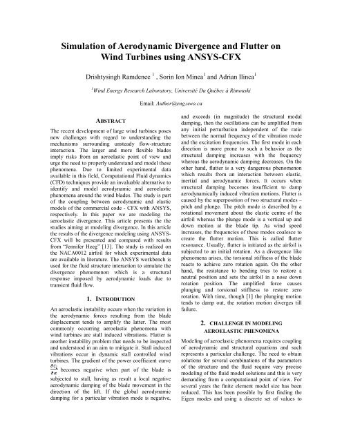 Simulation of Aerodynamic Divergence and Flutter on Wind ...