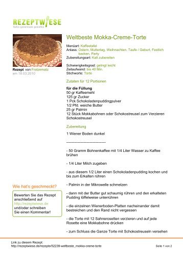 Weltbeste Mokka-Creme-Torte - Rezeptwiese