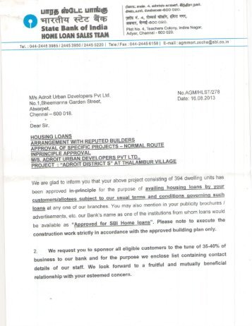 SBI Approval Letter.PDF - Indian Real Estate Forum