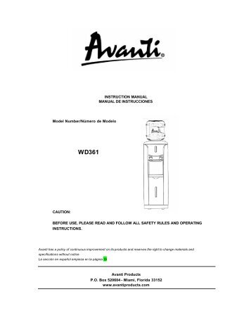 Model WD361 - Avanti Products