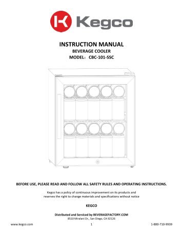 CBC-101-SSC Instruction Manual - BeverageFactory.com