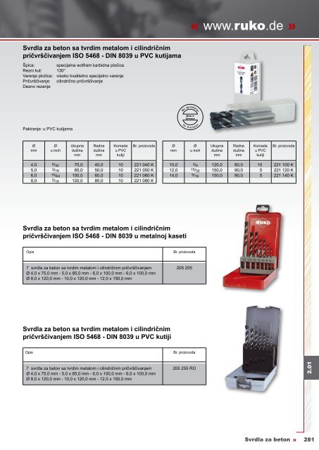 Katalog svrdla za beton