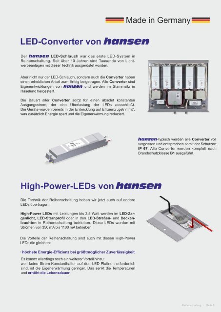 Reihenschaltung - die effektivste Betriebsart fÃ¼r LEDs - Hansen-LED