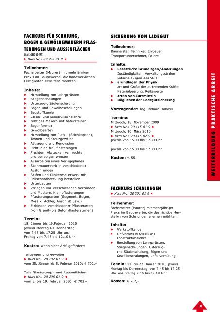 Programm 2009/2010 Bau akademie - Landesinnung Bau