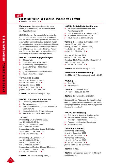 Programm 2009/2010 Bau akademie - Landesinnung Bau