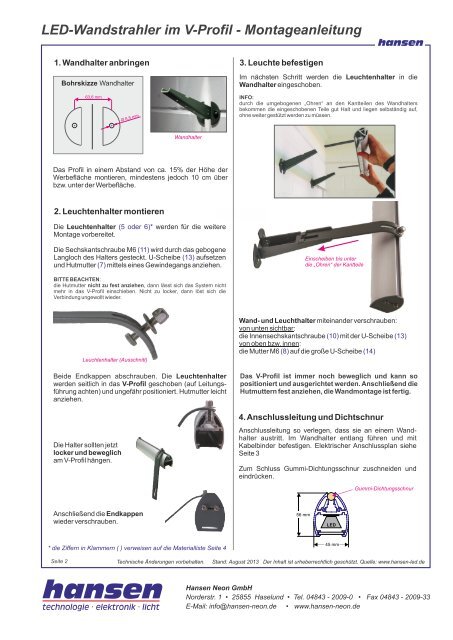 LED-Wandstrahler im V-Profil - Montageanleitung ... - Hansen-LED