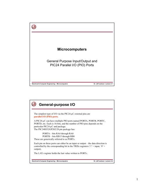 Microcomputers General-purpose I/O