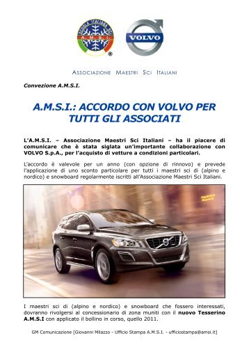 amsi: accordo con volvo per tutti gli associati - AMSI Associazione ...