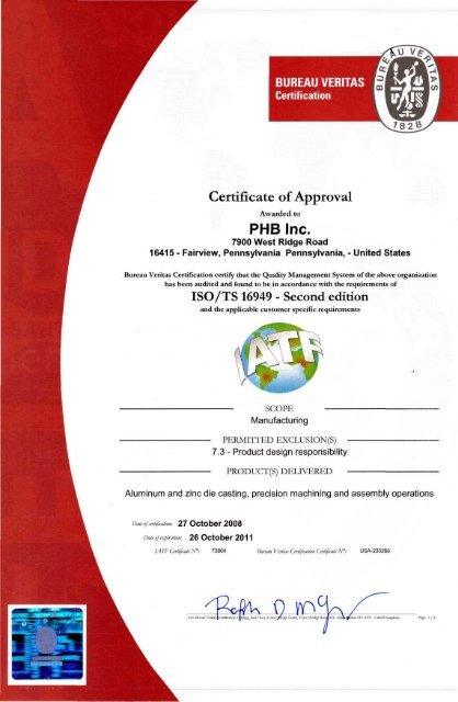 Ts 16949 Certificate 26 Pdf Phb