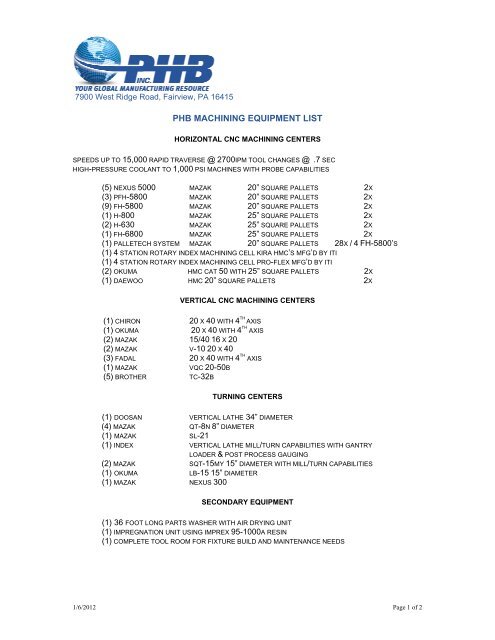 Machine List 2021 Machining Equipment List 2012-38.pdf - PHB