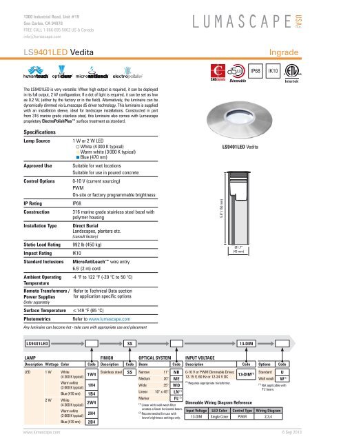 LS9401LED Vedita Ingrade - Lumascape