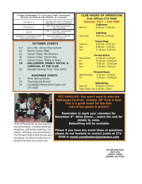 OCTOBER 2006 NEWSLETTER.pmd - Pinnacle Country Club