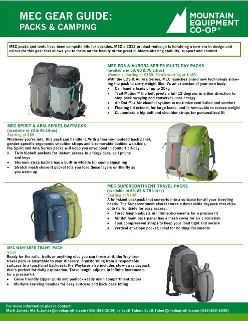 mec gear guide: packs & camping - (MEC)