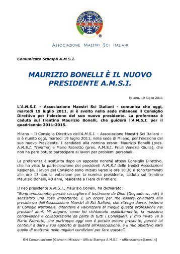 maurizio bonelli è il nuovo presidente amsi - AMSI Associazione ...