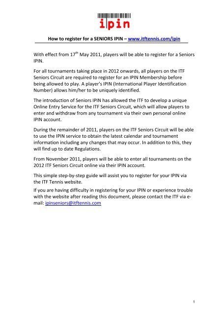 How to register for a SENIORS IPIN â€“ www.itftennis.com ... - Tennis NZ