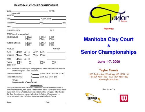 Manitoba Clay Court Senior Championships - Tennis Manitoba