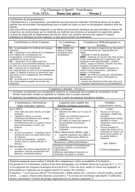 Fiches APSA Clg - CollÃ¨ge et LycÃ©e de Font-Romeu