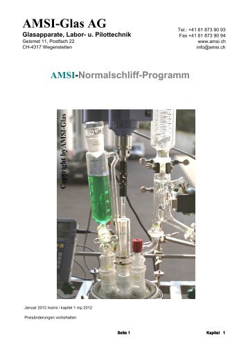 AMSI-Glas AG Glasapparate, Labor- und Pilottechnik