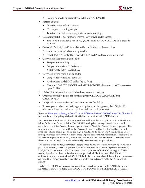 Virtex-5 FPGA XtremeDSP Design Considerations User Guide - Xilinx