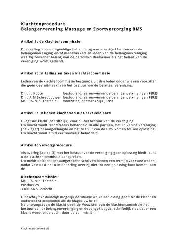 Klachtenprocedure Belangenverening Massage en ... - BMS